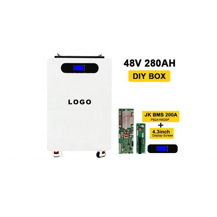 280Ah 수직 배터리 DIY 바퀴와 흰색 금속 스탠드업 케이스와 배터리 박스